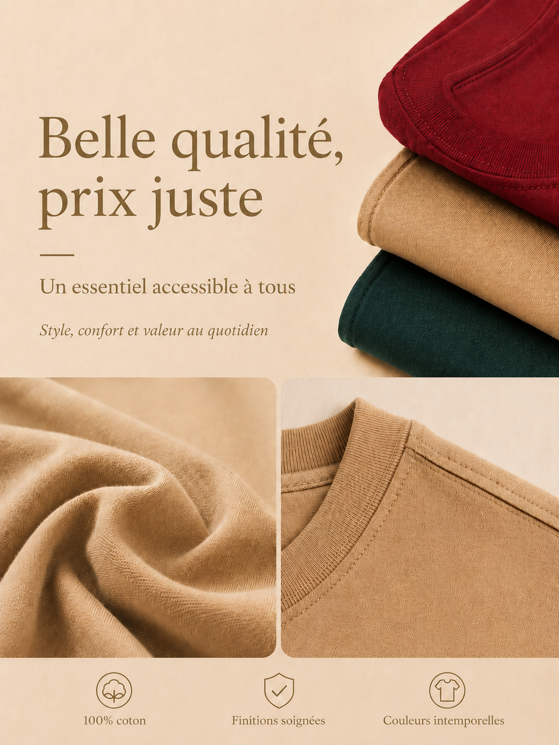 Lot de 10 T-Shirts Homme 100% Coton – Pack Premium ALDIZ Couleurs Variées
